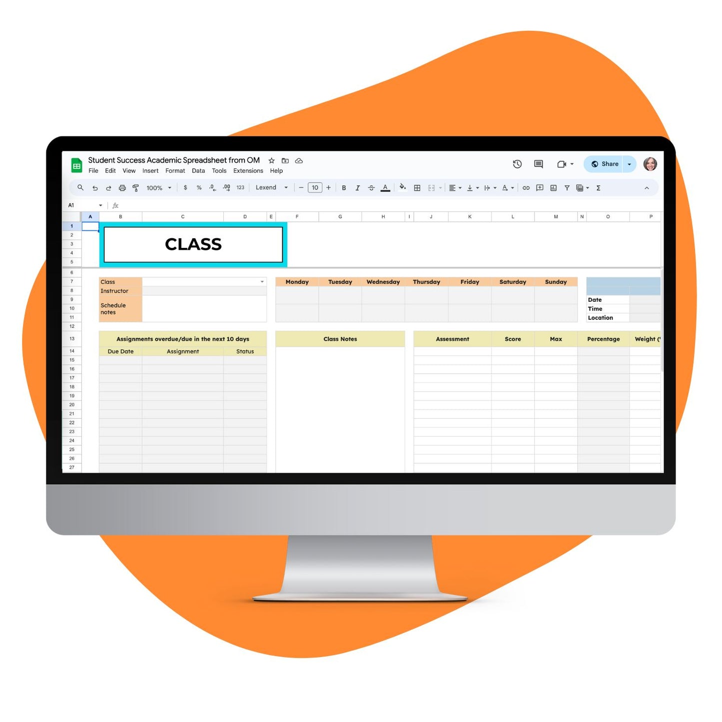 Class Spreadsheet Mockup
