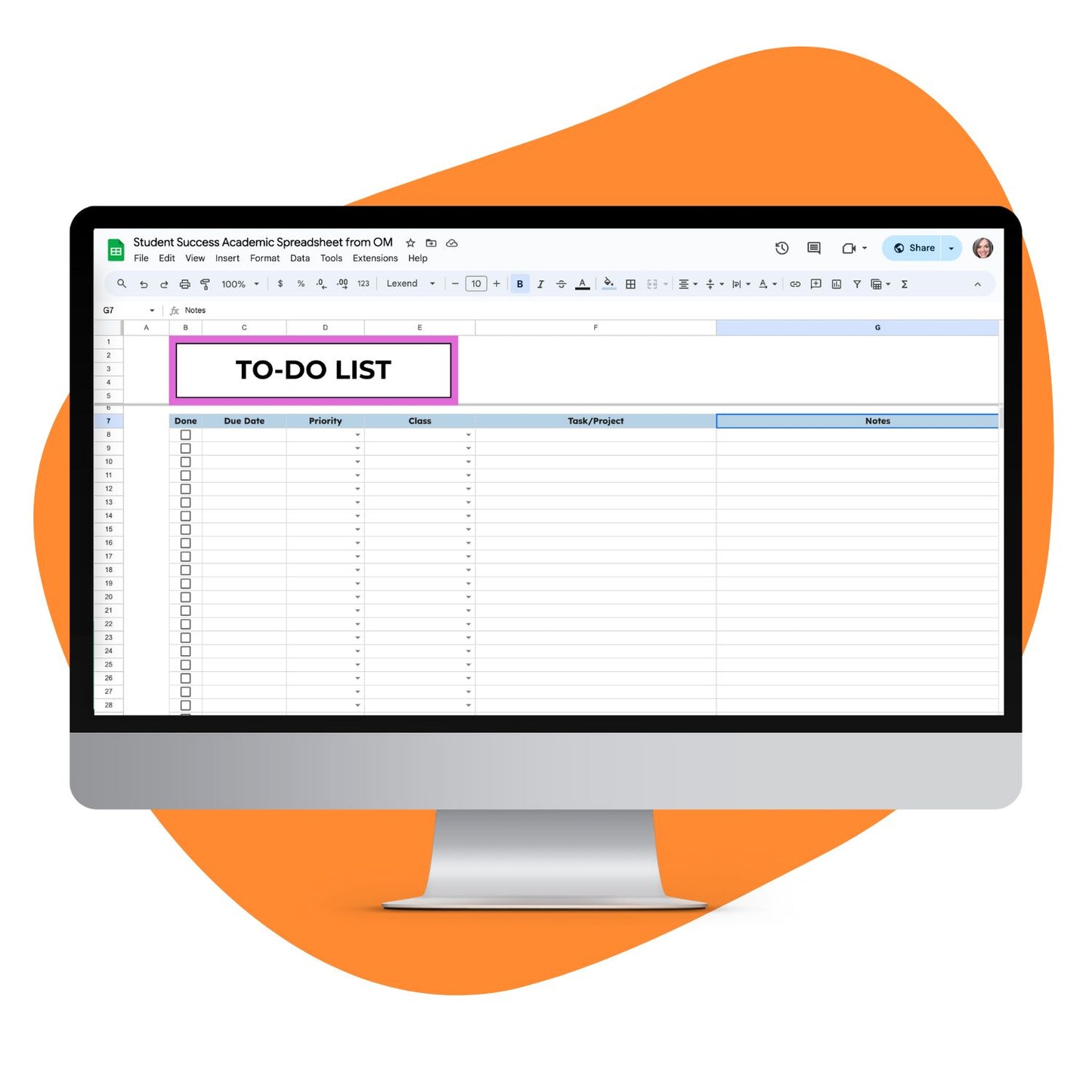 To Do List Spreadsheet Mockup