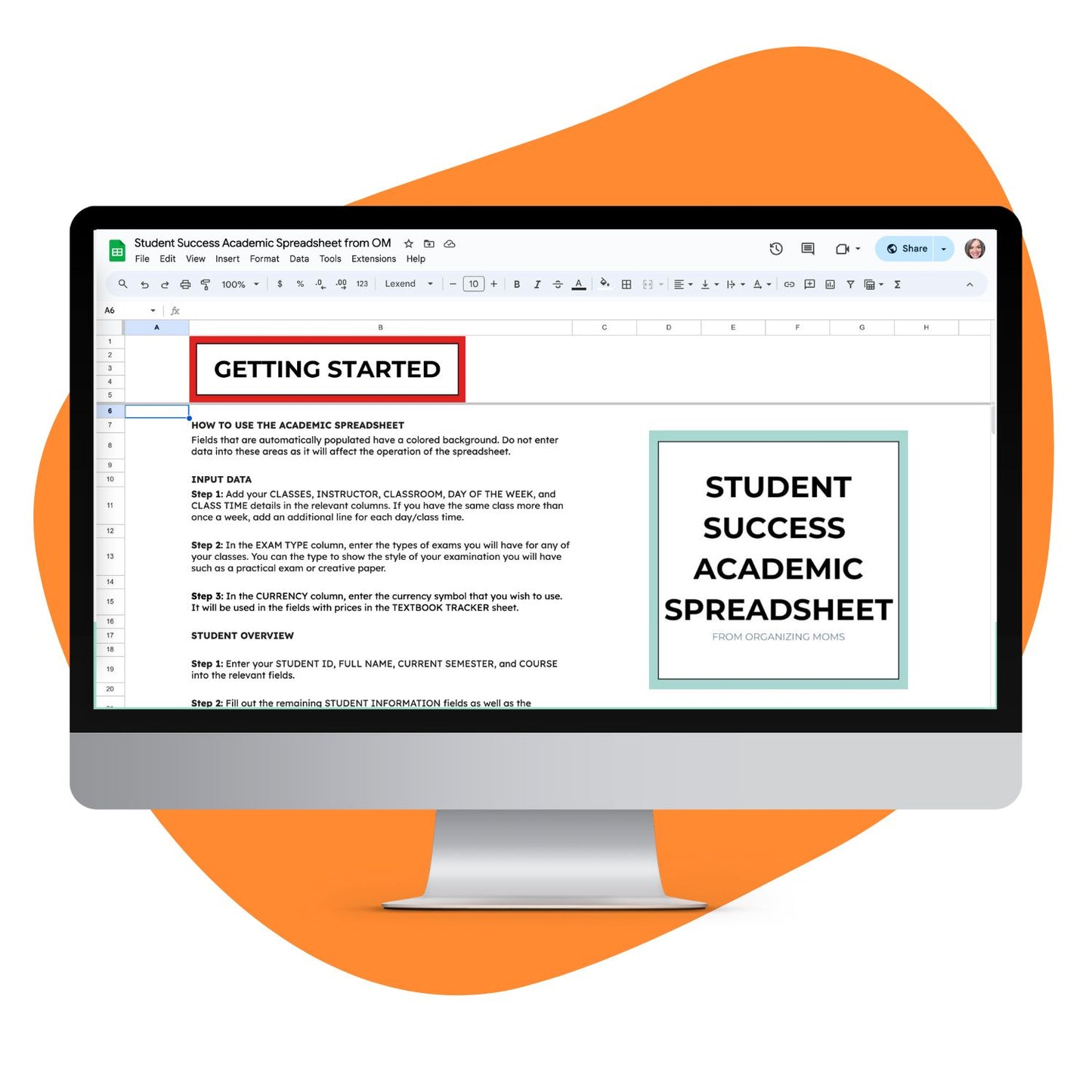 Getting Started Spreadsheet mockup