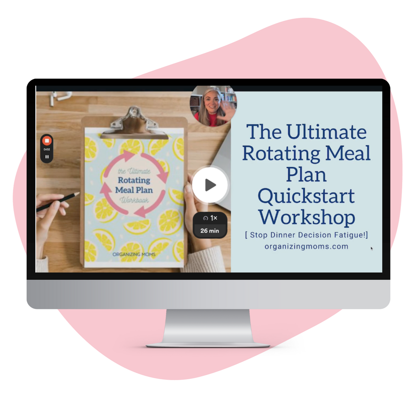 Mockup of the Ultimate Rotating Meal Plan Quickstart Workshop on computer screen