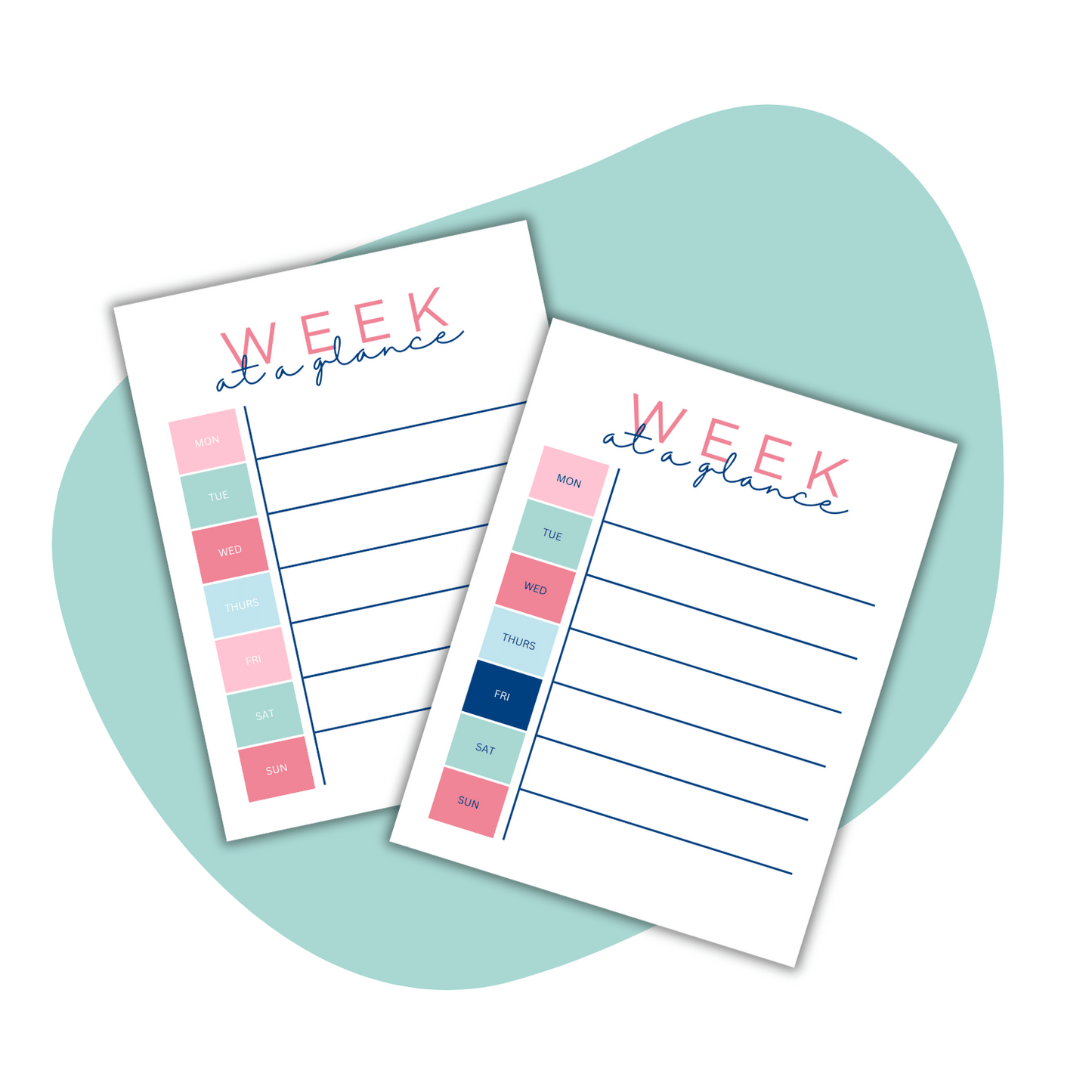Week at a Glance printables mockup