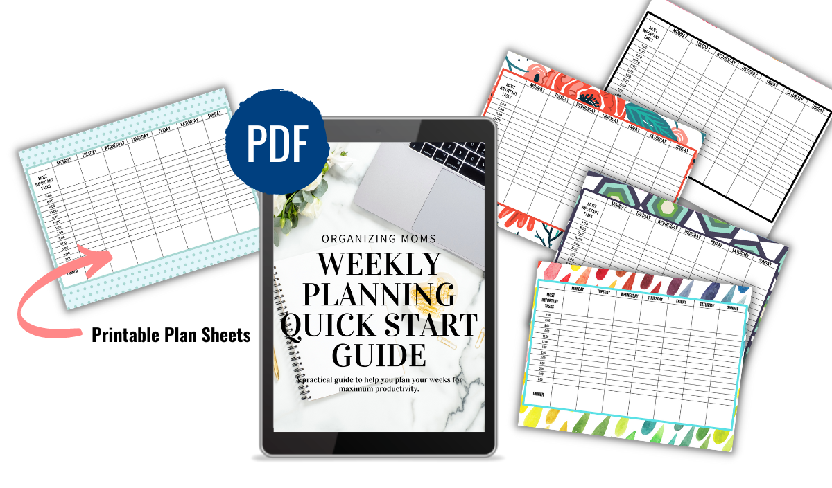 Closeup of Weekly Planning Printables and Quick Start Guide.