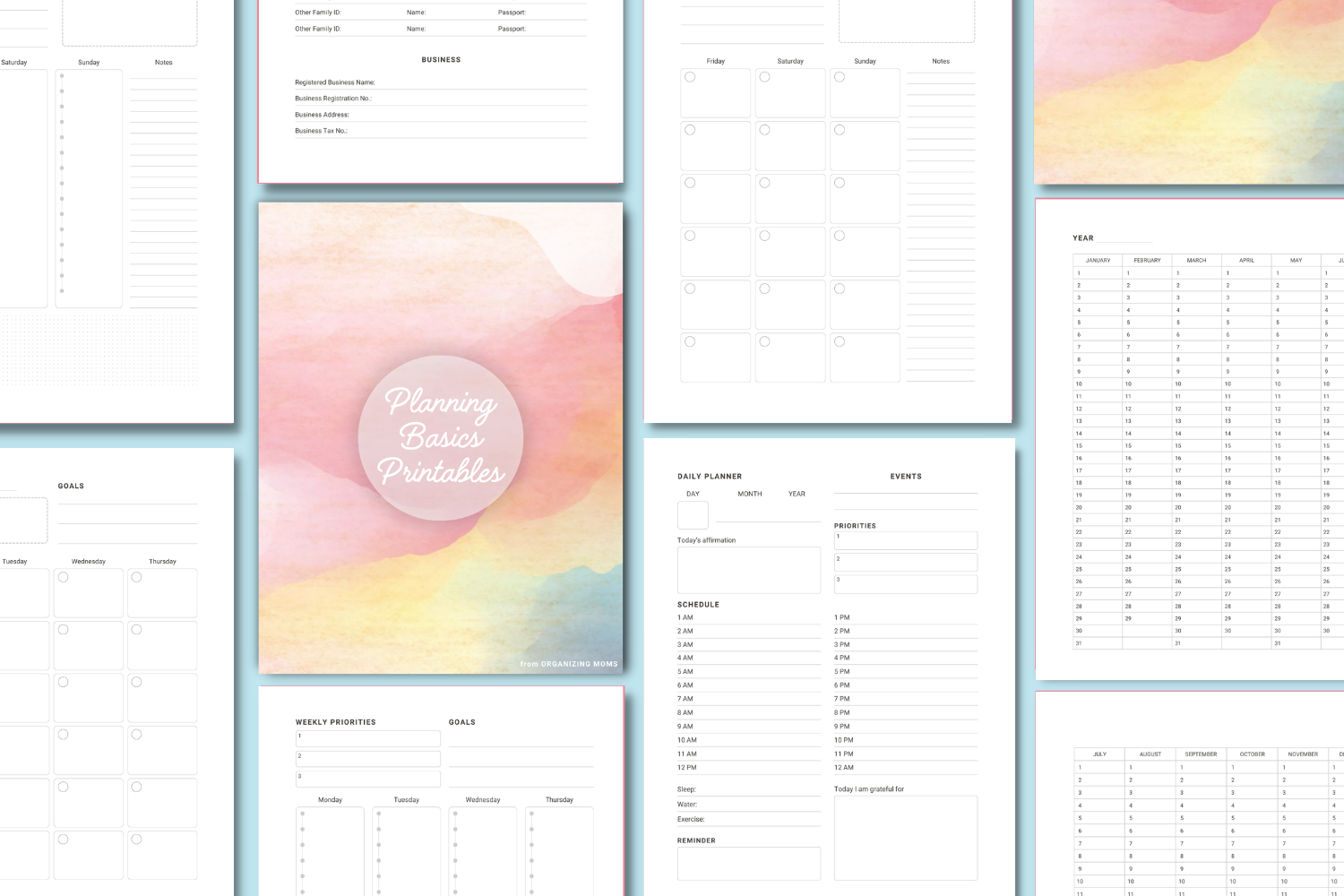 Planning Basics Printables Flatlay Design