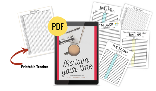 Reclaim your Time ebook, time tracker printable, time audit printables mockup