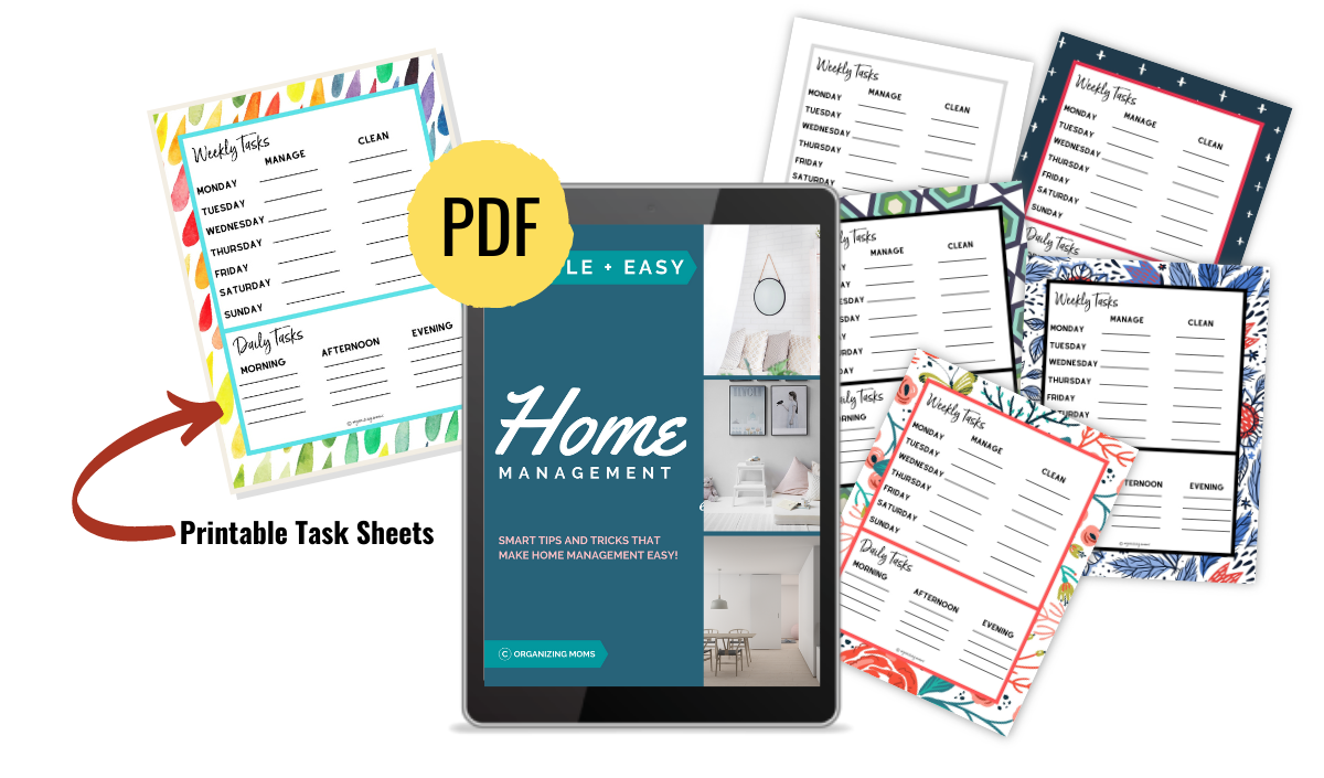 Smart Home Management Bundle mockup with ebook and Weekly Tasks planners